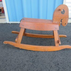 VTG HAND MADE WOODEN ROCKING HORSE, MADE IN ROMANIA